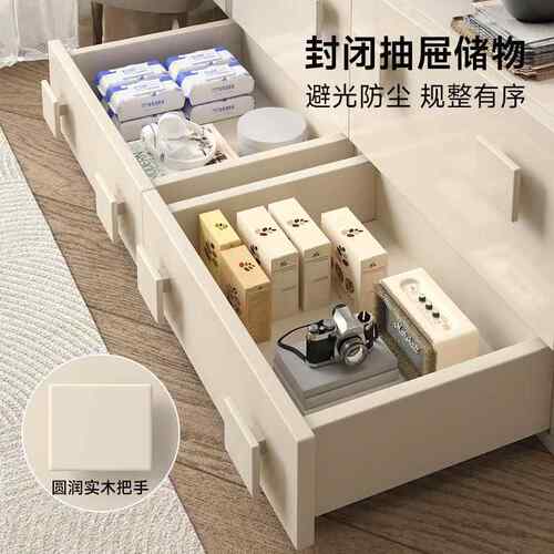 油风柜BC99小户卧室奶简约卡型门柜组合简约中古风电视收纳柜床斗