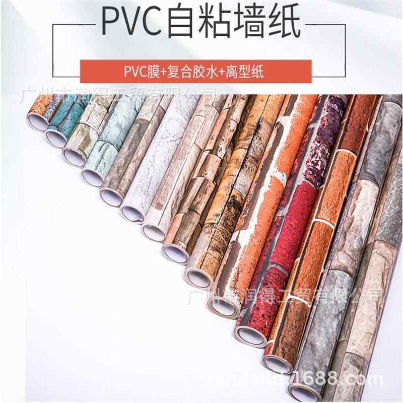 简约旧青砖PVC带胶自防粘墙瓷砖客zw01厅水纸阳台寝室壁古风贴膜