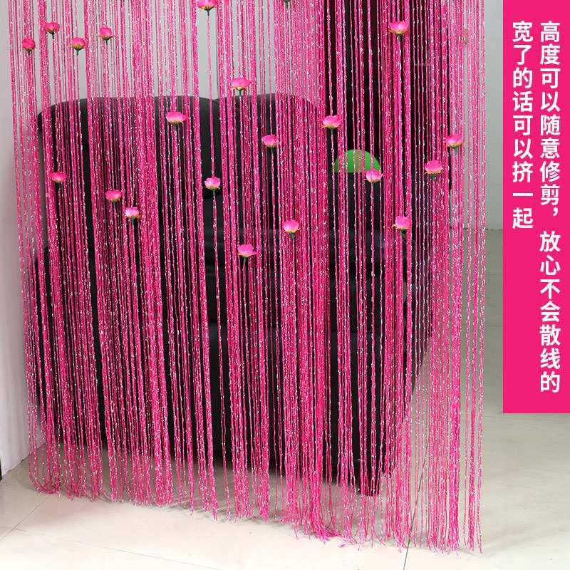 玫瑰花线门帘线帘免打孔加密加粗流苏隔断装饰帘客厅橱窗魔术贴款
