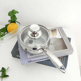 不锈钢奶锅迷你奶锅煮面锅黄油泼油锅18-10三层钢一体成型铸钢柄