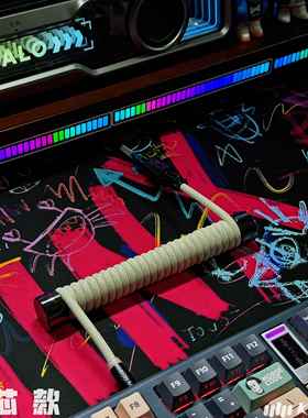 五芯8K磁轴客制化键盘数据线航插线伸拉螺旋线弹簧快充线typecUSB