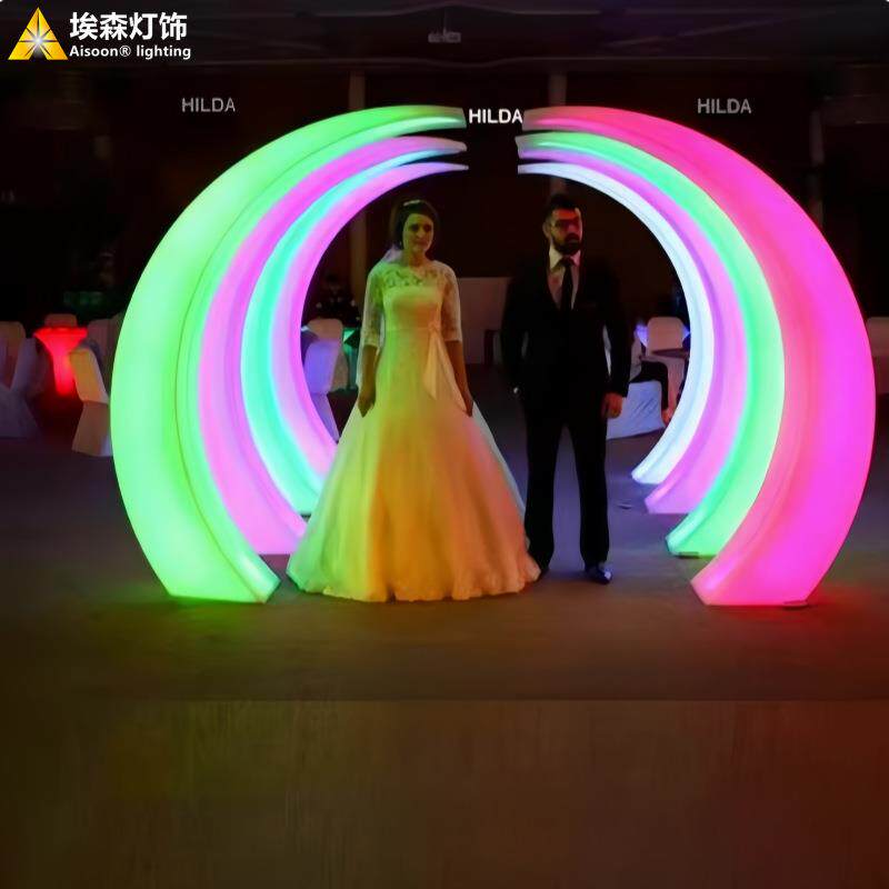婚庆道具发光LED路引拱门铁艺T台会场舞台摆件婚礼户外布置装饰