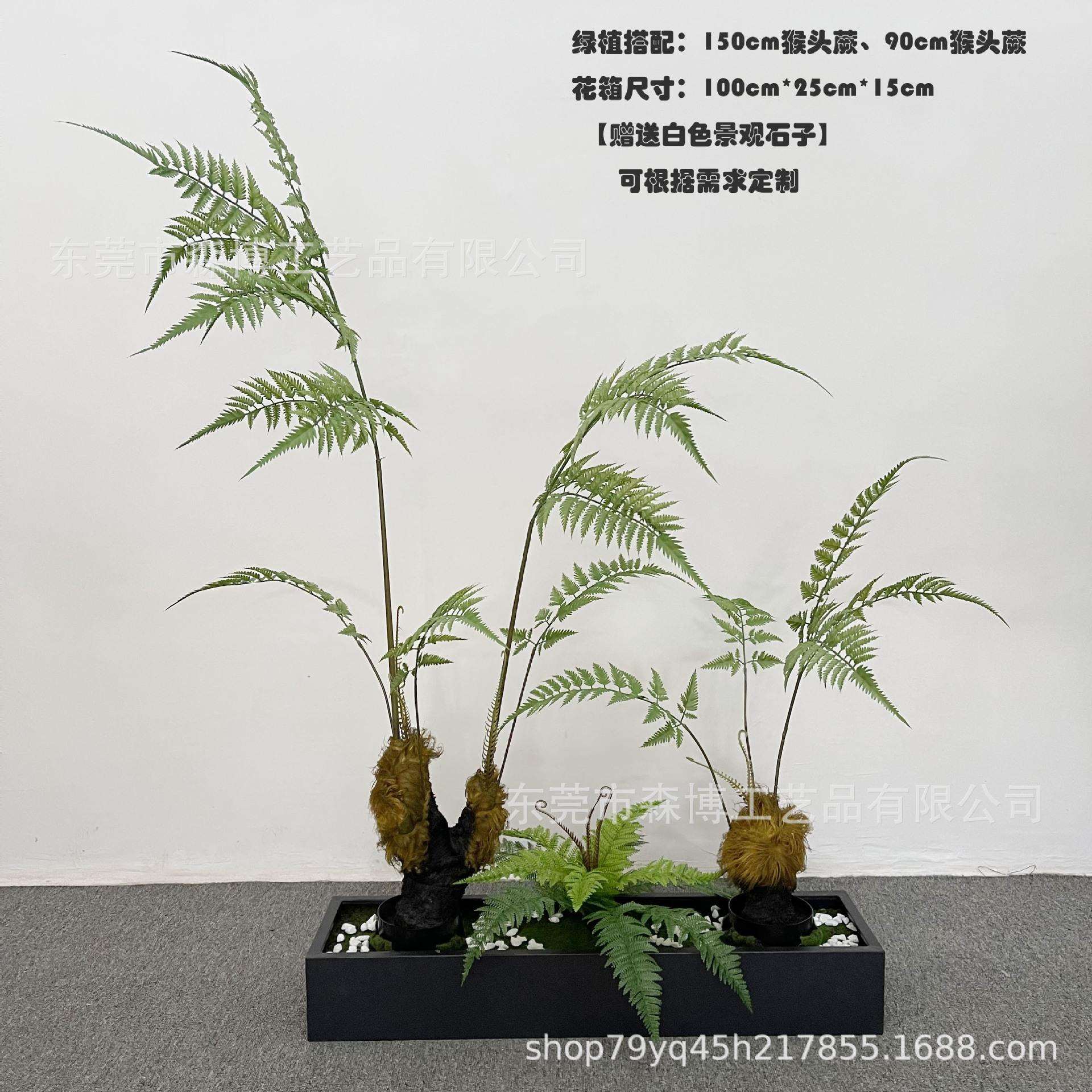 散尾葵仿真植物花槽花箱绿植造景餐厅大堂室内隔断猴头蕨景观造景