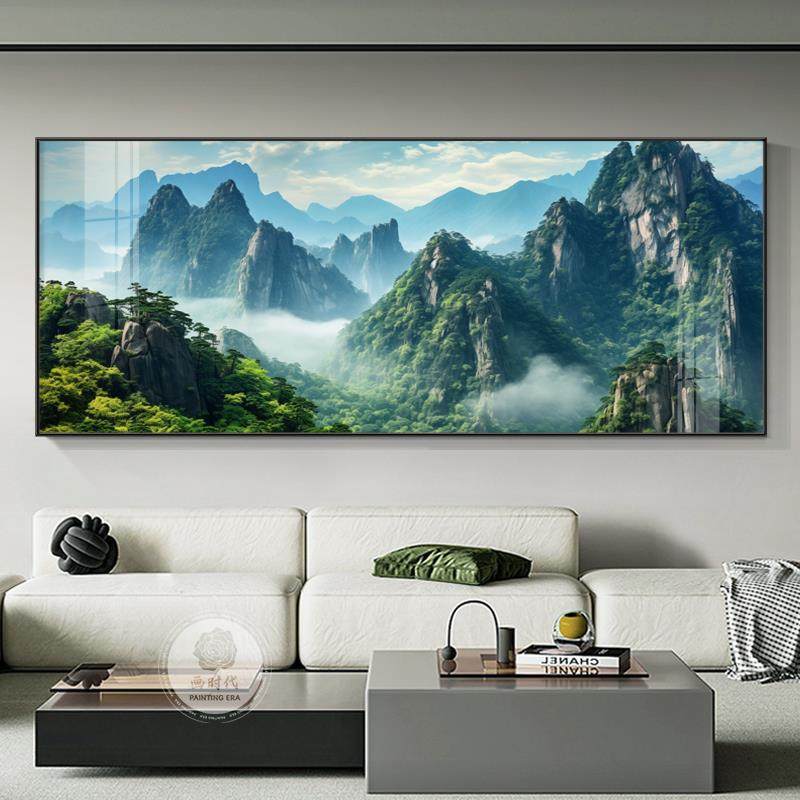 山水画靠山画客厅发图背景挂墙装饰画高沙档大气风景画L8141办公