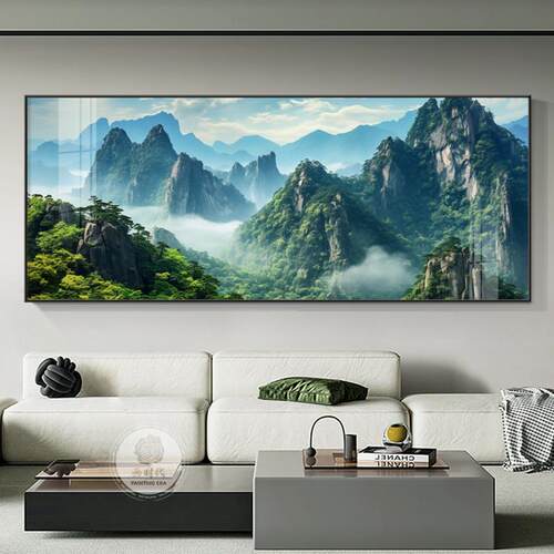 山水画靠山画客厅发图背景挂墙装饰画高沙档大气风景画L8141办公