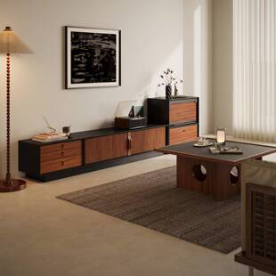 政府补贴法式 电视机柜墙 中古实木落地电视柜复古客厅家用2026新款