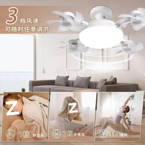 5新款简约卧风扇吊一头体螺口E吊灯室餐厅静音遥控扇家用源工厂