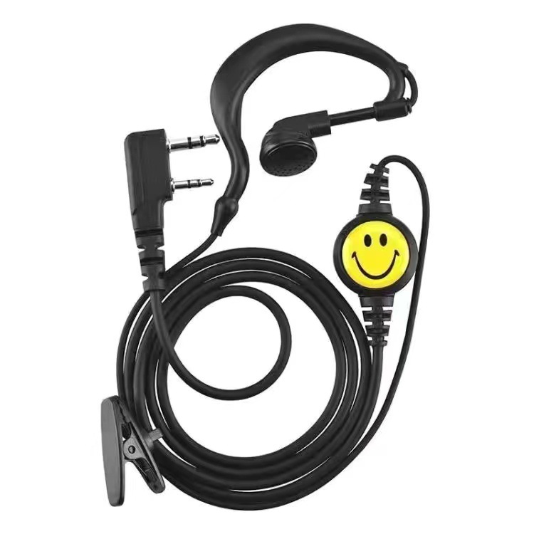 耳塞对讲机耳机线电话高清音质耳挂式k头笑脸耳麦双孔通用型配件