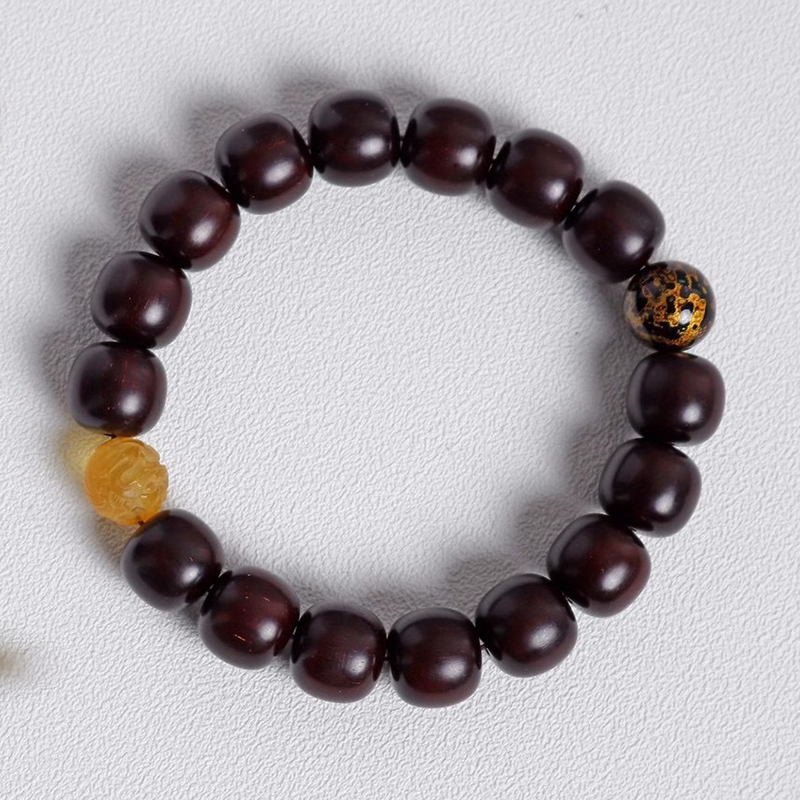 印度小叶紫檀13x14mm老型珠佛珠手串高油密搭配大漆文玩工艺收藏