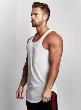 Blank mesh slim-fit fitness vest for men with rounded hem