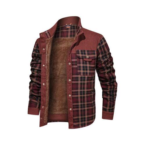 F 45044 Thickened Plaid Flannel Shirt Jacket 加厚格子夹克