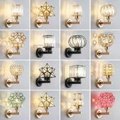 北欧轻奢客厅背景墙楼梯过道灯现代简约水晶壁灯走廊卧室床头灯具