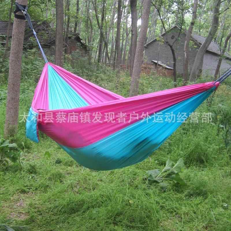新款直销单双人降落伞布吊床轻薄透气好携带小吊床尼龙吊床户外秋
