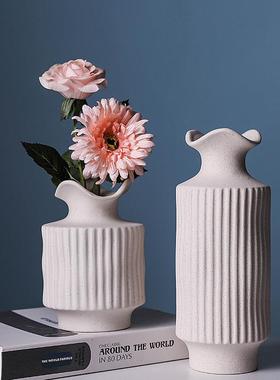 欧式陶瓷花瓶简约家居装饰品摆件白色轻奢创意插花亚马逊北欧定制