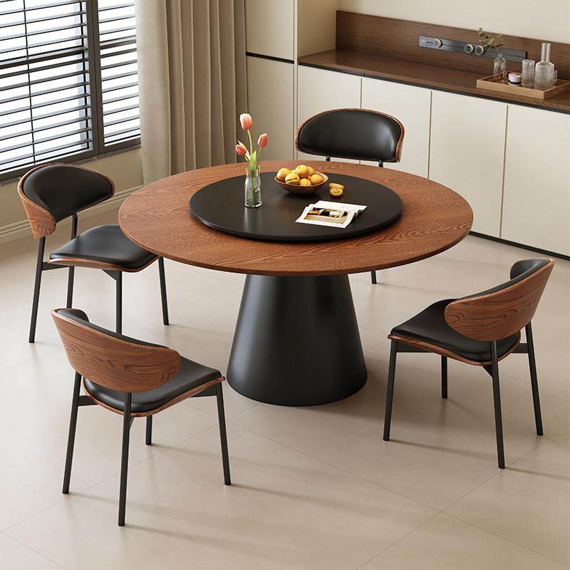 中古风实木餐桌法式复古风家用小户型吃饭桌子原木带转盘圆形圆桌,住宅家具,实木餐桌,淘宝优惠券,粉丝福利购,淘宝优惠卷