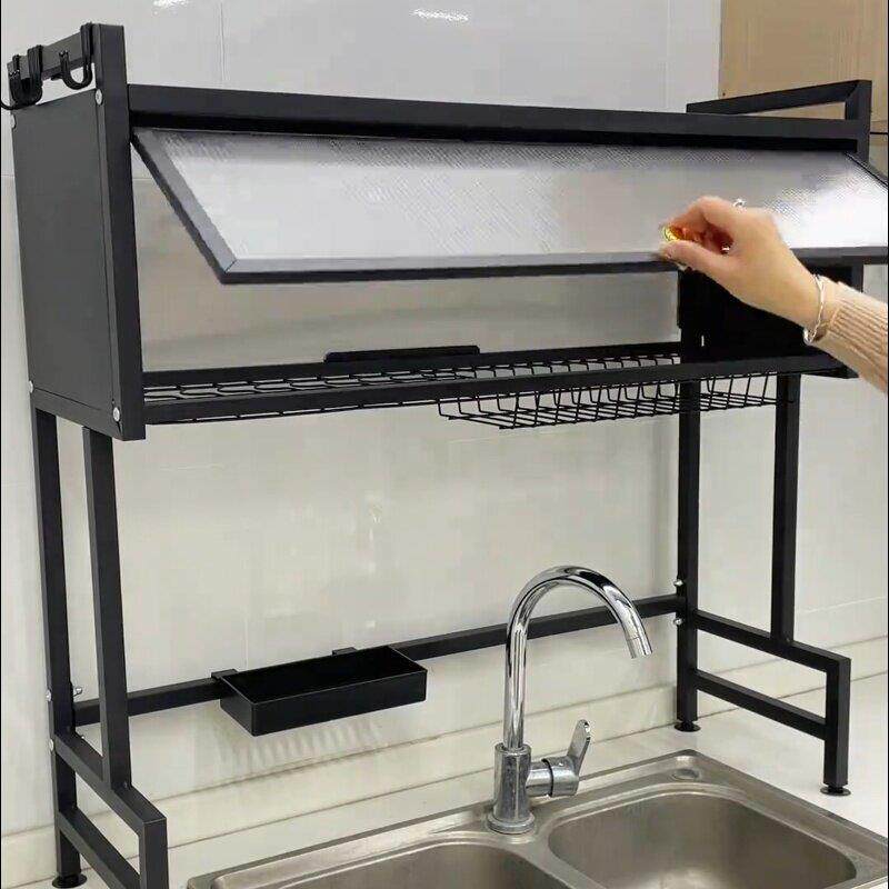 多功能厨房水槽上方置物架碗碟沥水晾碗盘收纳柜水池放碗盘柜沥水