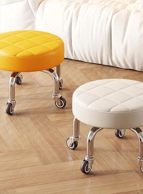万轮小凳子滑轮静向音凳矮转圆凳加厚软旋座可移70747动儿童带轮