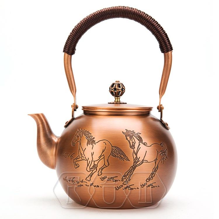 中式煮茶壶纯手工烧水铜壶复古功夫茶纯紫铜温酒壶