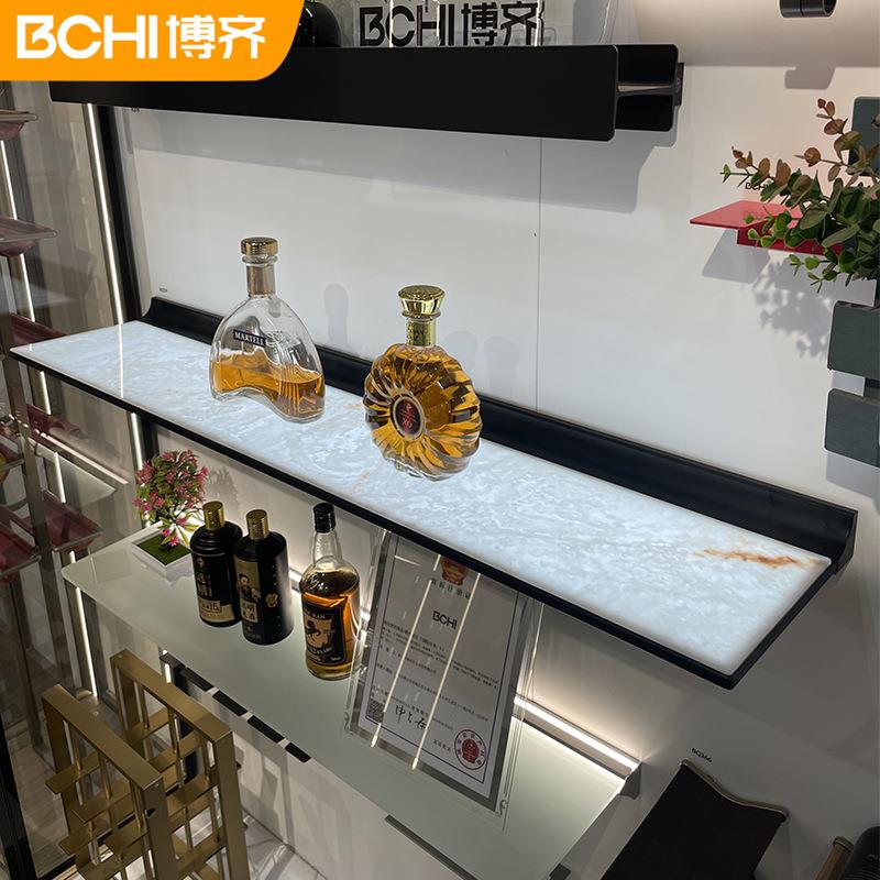铝合金壁挂发光云石层板灯玻璃隔板灯透光云母石发光展示架置物架