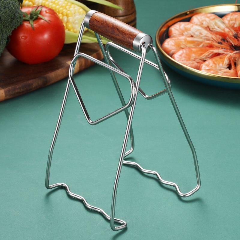 花梨木304不锈钢防烫夹取碗夹 夹碗提盘器 厨房取盘夹 防滑碗碟夹