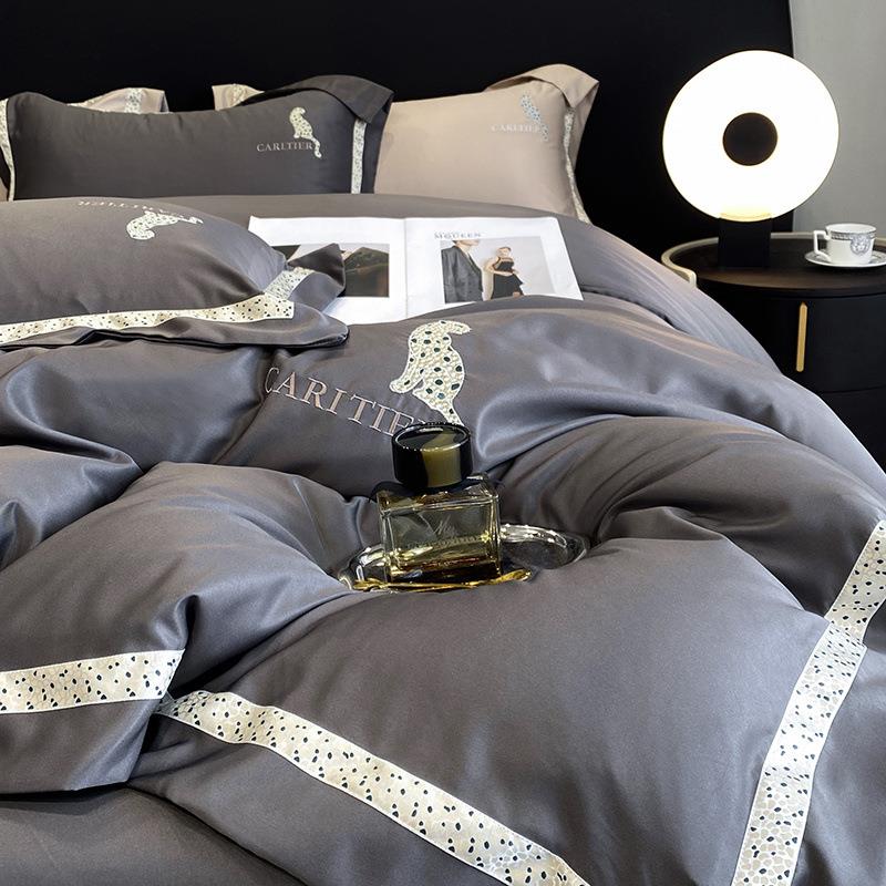 轻奢50351945风10支纯棉磨毛四件套被四季全棉肤家纺6床套笠床上