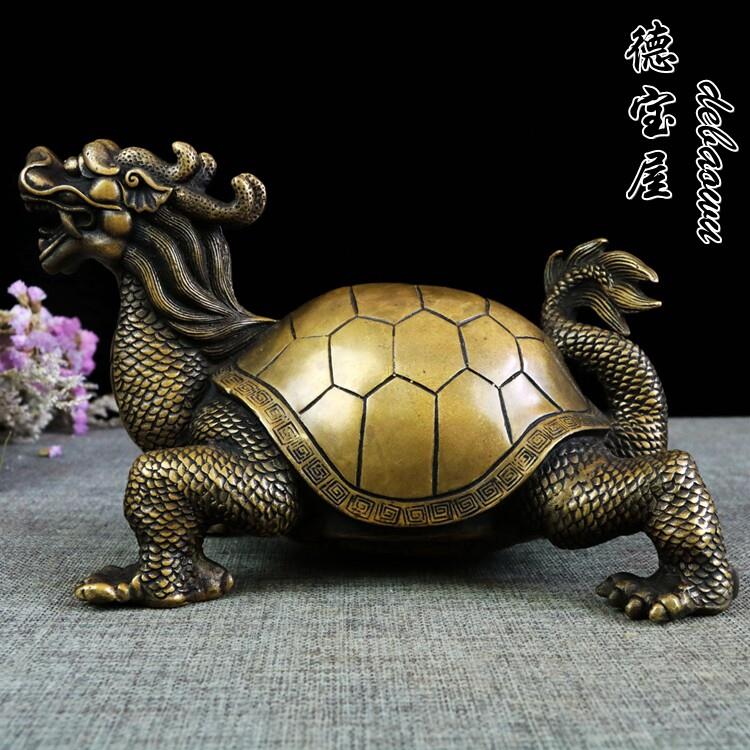 铜龙龟摆件 纯铜镇宅龟 家居装饰品动物客厅玄关怀旧桌面创意现代