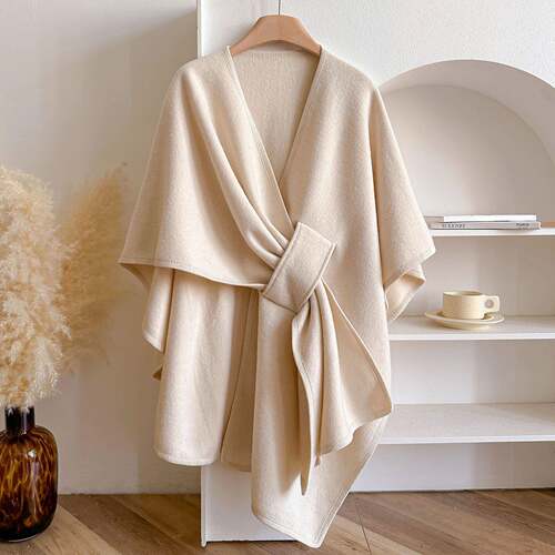 Elegant Women'S Fashion Shawl, Simple Solid Color Cape For