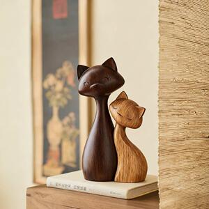 中古风猫咪摆件一对电视柜家居工艺装饰品客厅书房桌面博古架小众