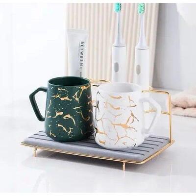 Marble Pattern Couple Mouthwash Cup Set Ceramic Wash Set