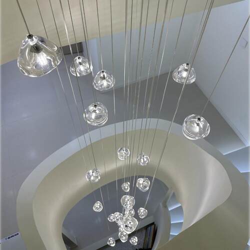 2025新款楼梯吊灯loft覆式挑空客厅楼梯间吊灯别墅旋转楼梯长吊灯