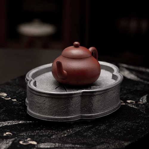 竹报平安古锡老壶承功夫茶具干泡台茶盘建水养壶茶承托盘壶垫蓄水