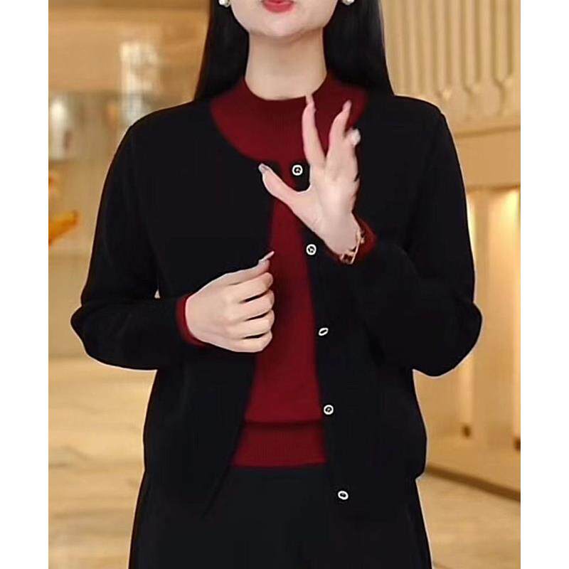BLLOUKE高级感撞色针织衫打底女秋冬2024新款内搭女士毛衣假两件