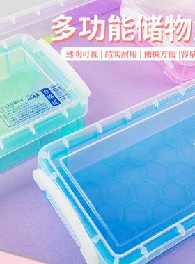 简易素描铅笔盒美术生收纳盒美术用品收纳盒彩色透明多功能文具盒