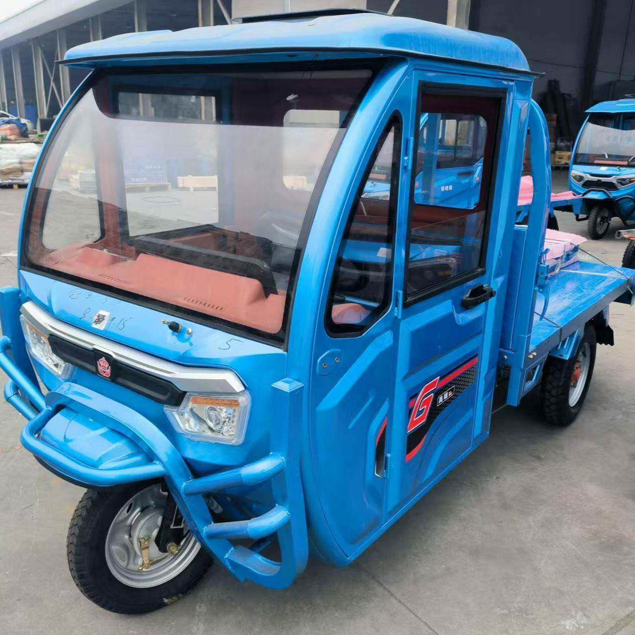 方盘式新款电动轮车加厚拉三货家用向半封ly6659载闭爬坡带棚农用