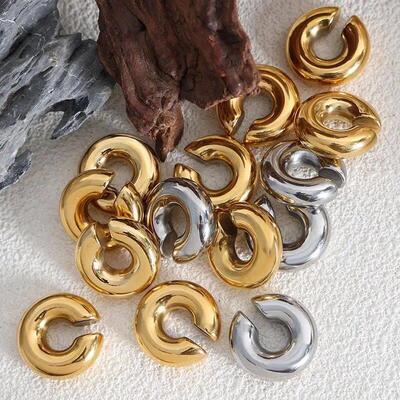 Punk Non Piercing Stainless Steel Gold Color Chunky Ear Cuff