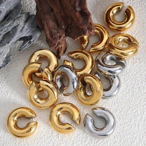 Punk Non Piercing Stainless Steel Gold Color Chunky Ear Cuff