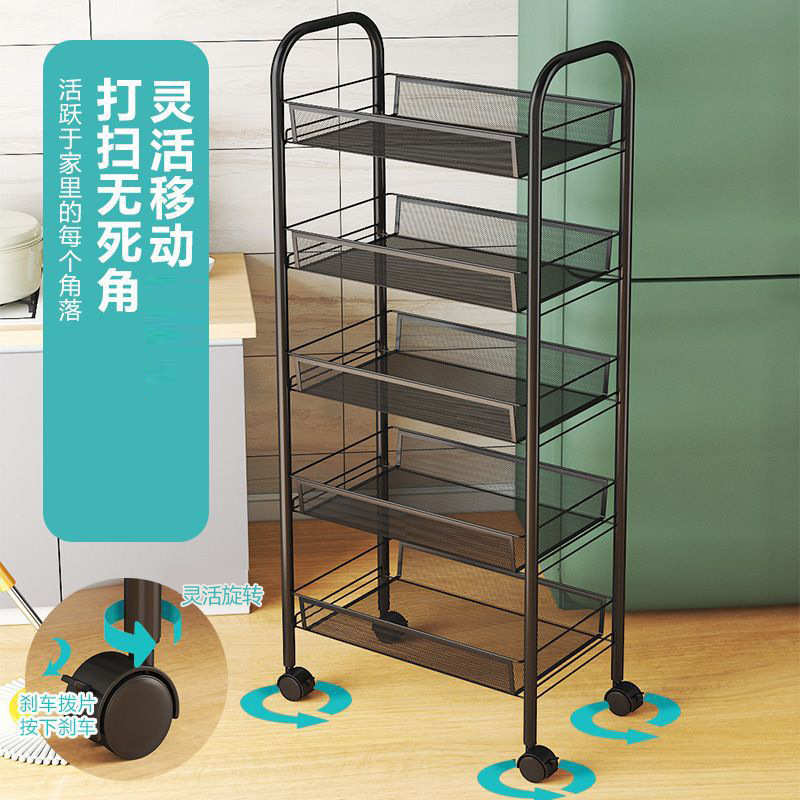 家用小推车厨房置物架落地带轮架子零食收纳储物架水果蔬菜筐批发