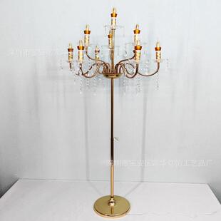 婚礼婚庆FH9886舞布置具铁艺电镀金色头水晶台路引立多道式 Ｔ台装