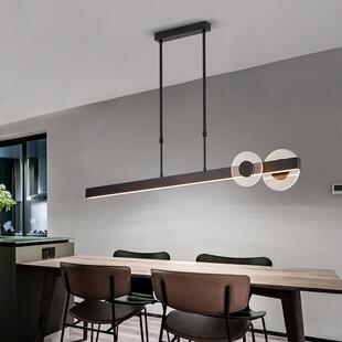 led餐厅灯吊灯北欧现代轻奢个性 长条方形极简铝材饭桌吧台餐桌灯