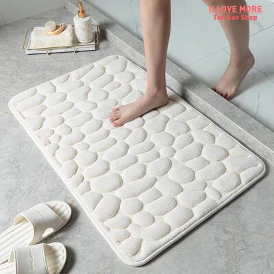 Cobblestone Embossed Bath Mat Non-slip Bathroom Carpets In W