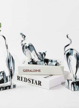 创意淋色居三小猫件树脂摆书架客厅桌面H2000-13家软装工饰艺品装