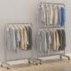 服装 衣服货架晾衣杆衣帽架带轮 店展示架不锈钢双层挂衣架男女童装