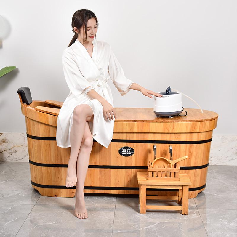 香柏木泡澡木桶大人身沐浴桶家用洗澡桶汗蒸木桶加厚实木泡振尾荣