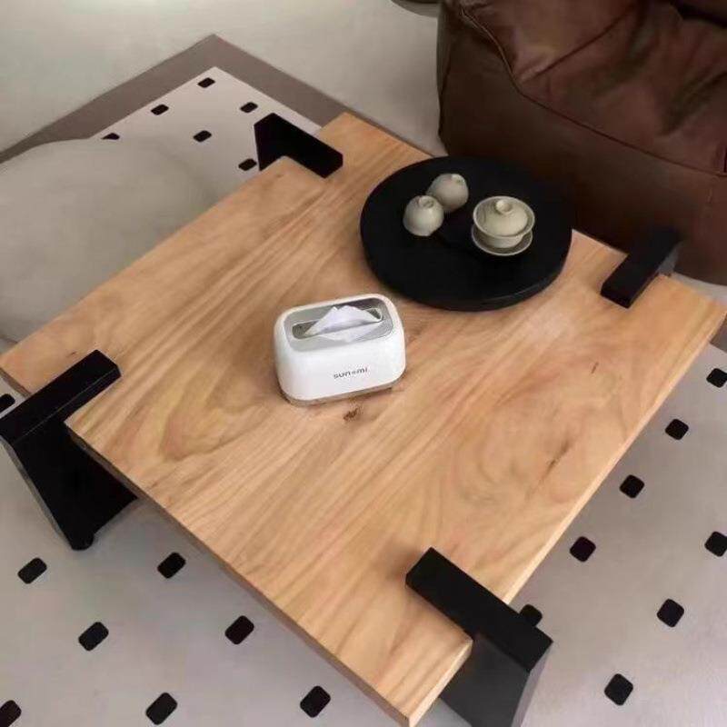 现代高级感轻奢方几桌实木原木简约方形茶几桌子小户型设计师客厅