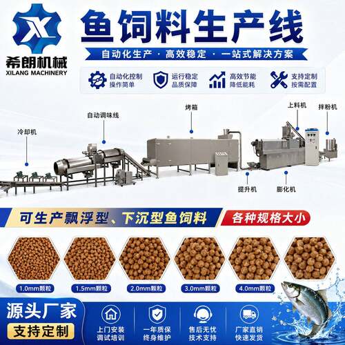 鱼饲料膨化机 超微料生产设备 沉底料挤压机生产线 漂浮料机器