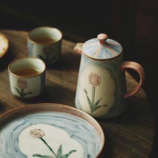 ALI6玩物志【郁金香】文艺手绘咖啡壶下午茶杯碟中古风陶瓷凉水壶