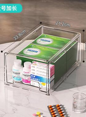 药品收纳箱家庭装盒透明抽屉式医药急救大号容量分层家用常备药箱