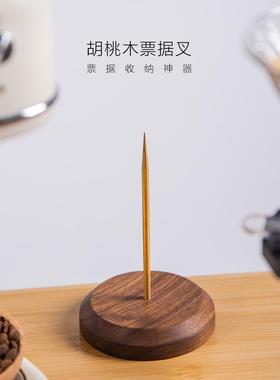 小票插单针实木饭店银行针夹便利贴厨房收纳针结账标签吧台戳扎纸