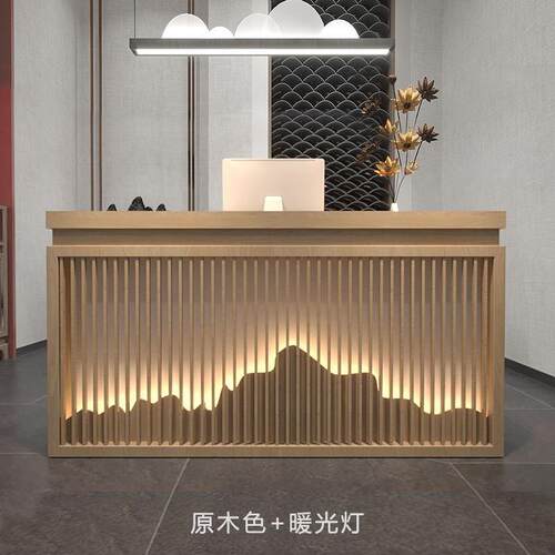 新款直销新中式收银台吧台公司前台接待台迎宾台采耳店理发店美容