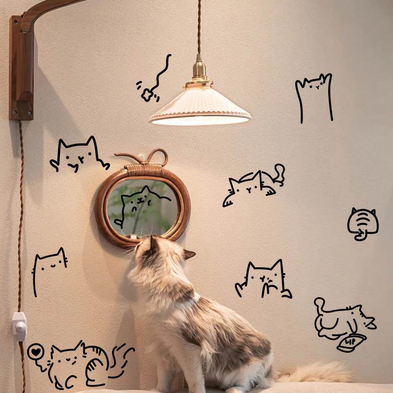好多猫咪创意墙贴纸马桶贴 宠物猫店玻璃门窗防撞贴 厨房移门装饰